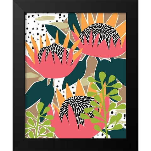 King Protea I Black Modern Wood Framed Art Print by Wang, Melissa