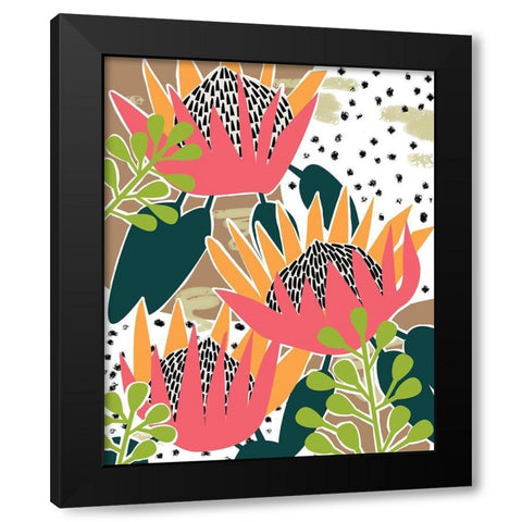 King Protea II Black Modern Wood Framed Art Print with Double Matting by Wang, Melissa