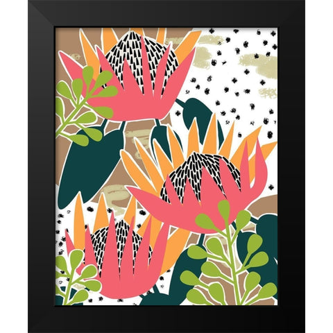 King Protea II Black Modern Wood Framed Art Print by Wang, Melissa