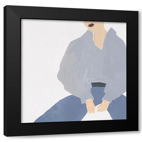 Herself X Black Modern Wood Framed Art Print with Double Matting by Wang, Melissa