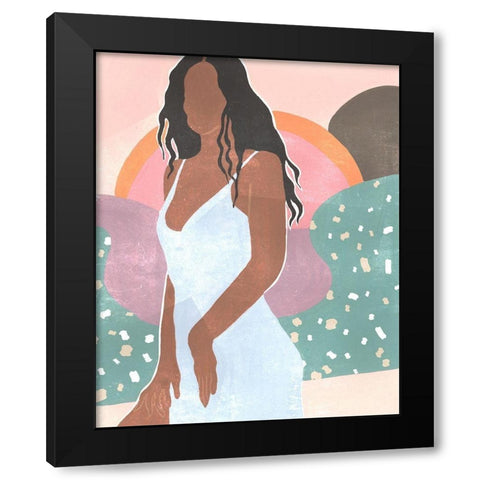 Curly Lady I Black Modern Wood Framed Art Print by Wang, Melissa