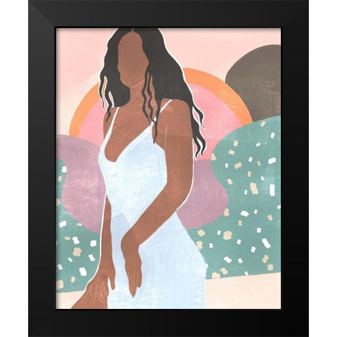 Curly Lady I Black Modern Wood Framed Art Print by Wang, Melissa