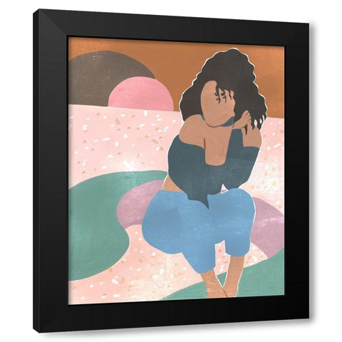 Curly Lady II Black Modern Wood Framed Art Print with Double Matting by Wang, Melissa