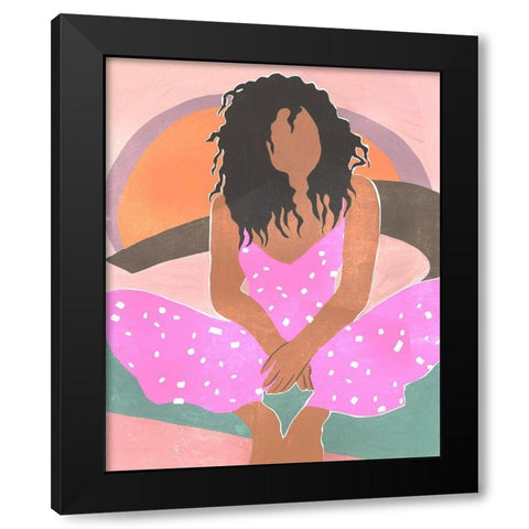 Curly Lady IV Black Modern Wood Framed Art Print with Double Matting by Wang, Melissa