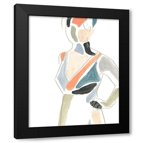 Color Block Figure I Black Modern Wood Framed Art Print by Vess, June Erica