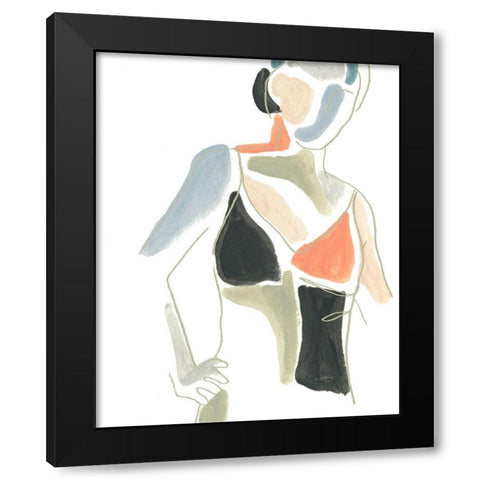Color Block Figure II Black Modern Wood Framed Art Print with Double Matting by Vess, June Erica