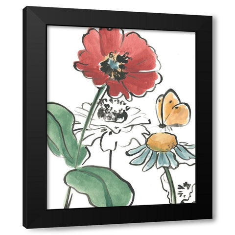 Boho Florals II Black Modern Wood Framed Art Print with Double Matting by Vess, June Erica