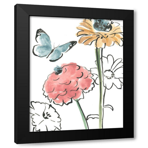 Boho Florals III Black Modern Wood Framed Art Print by Vess, June Erica