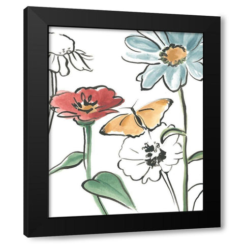 Boho Florals IV Black Modern Wood Framed Art Print by Vess, June Erica