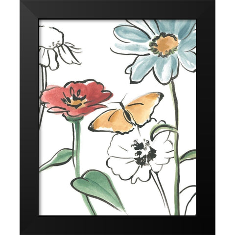 Boho Florals IV Black Modern Wood Framed Art Print by Vess, June Erica