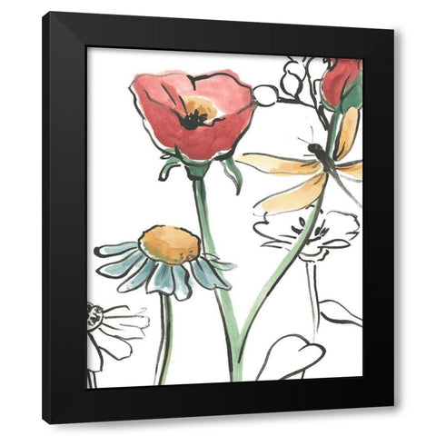 Boho Florals VI Black Modern Wood Framed Art Print with Double Matting by Vess, June Erica