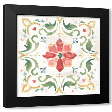 Boho Tile I Black Modern Wood Framed Art Print by Vess, June Erica