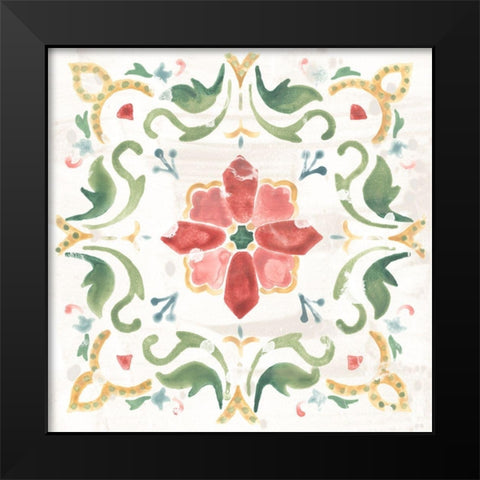 Boho Tile I Black Modern Wood Framed Art Print by Vess, June Erica