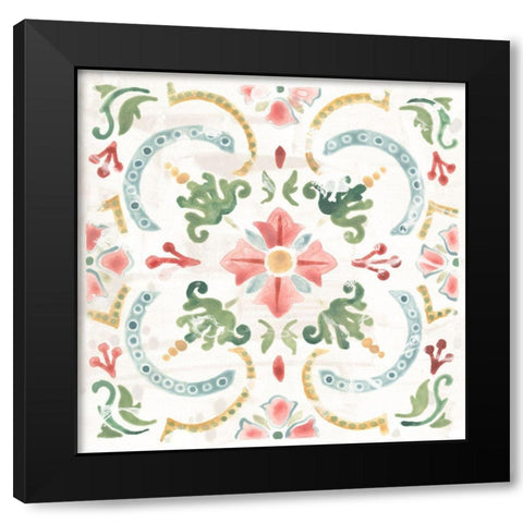 Boho Tile IV Black Modern Wood Framed Art Print by Vess, June Erica