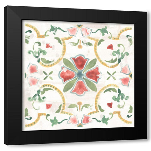Boho Tile VI Black Modern Wood Framed Art Print by Vess, June Erica