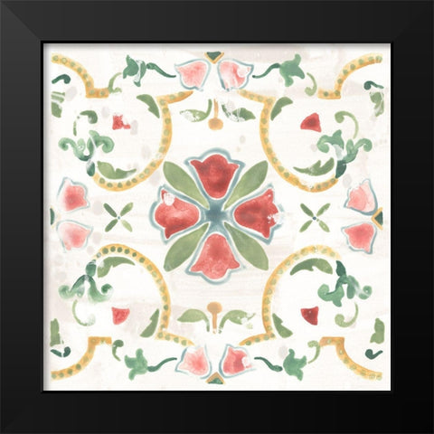 Boho Tile VI Black Modern Wood Framed Art Print by Vess, June Erica