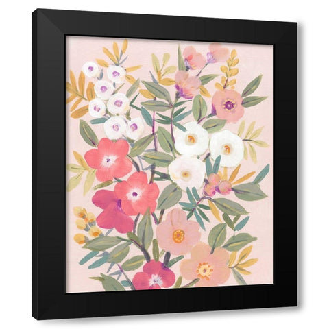 Pretty Pink Floral I Black Modern Wood Framed Art Print with Double Matting by OToole, Tim