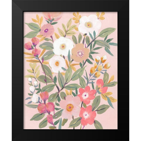 Pretty Pink Floral II Black Modern Wood Framed Art Print by OToole, Tim