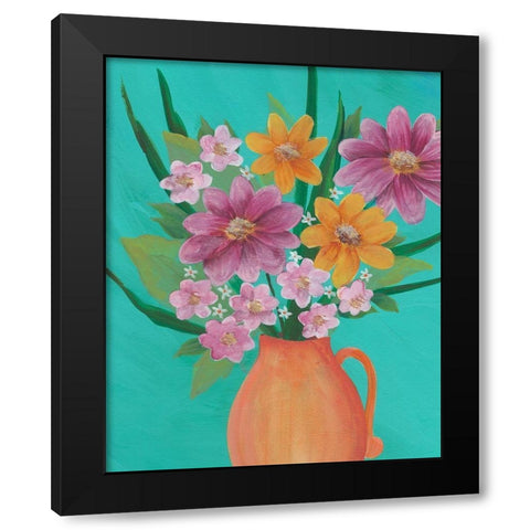 Jubilant Floral I Black Modern Wood Framed Art Print by Moore, Regina