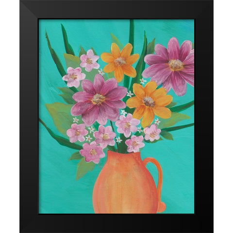 Jubilant Floral I Black Modern Wood Framed Art Print by Moore, Regina
