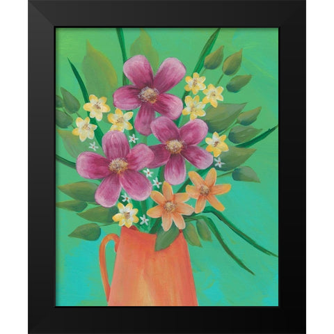 Jubilant Floral II Black Modern Wood Framed Art Print by Moore, Regina
