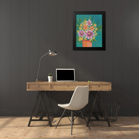 Jubilant Floral III Black Modern Wood Framed Art Print by Moore, Regina