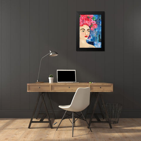 Flowers in her Hair I Black Modern Wood Framed Art Print by Moore, Regina
