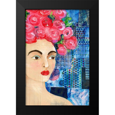Flowers in her Hair I Black Modern Wood Framed Art Print by Moore, Regina