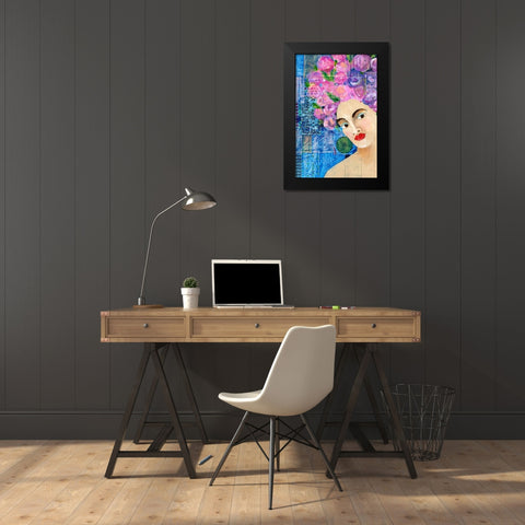 Flowers in her Hair II Black Modern Wood Framed Art Print by Moore, Regina