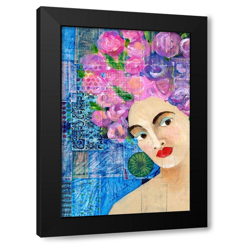 Flowers in her Hair II Black Modern Wood Framed Art Print by Moore, Regina