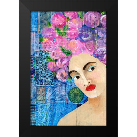 Flowers in her Hair II Black Modern Wood Framed Art Print by Moore, Regina