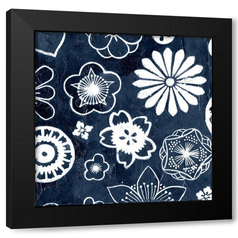 Navy Cascade II Black Modern Wood Framed Art Print with Double Matting by Meagher, Megan