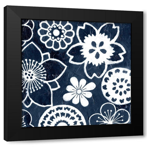 Navy Cascade IV Black Modern Wood Framed Art Print by Meagher, Megan