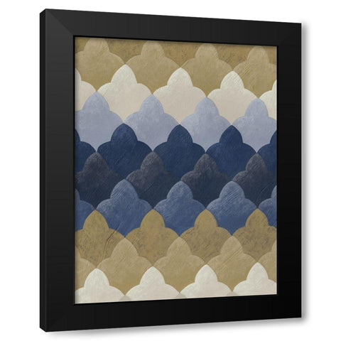 Navy Motif I Black Modern Wood Framed Art Print with Double Matting by Zarris, Chariklia