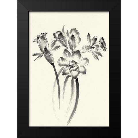 Ink Wash Floral I - Daffodils Black Modern Wood Framed Art Print by Rae, Nan