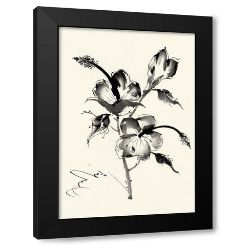 Ink Wash Floral III - Hibiscus Black Modern Wood Framed Art Print with Double Matting by Rae, Nan