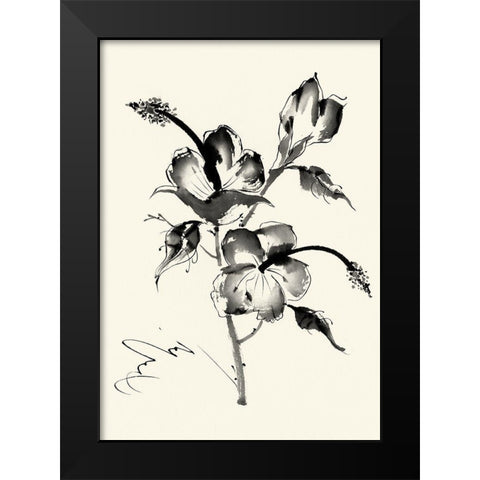 Ink Wash Floral III - Hibiscus Black Modern Wood Framed Art Print by Rae, Nan