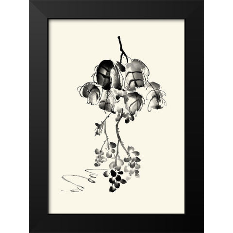 Ink Wash Floral V - Grapes Black Modern Wood Framed Art Print by Rae, Nan