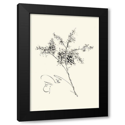 Ink Wash Floral VII - Forsythia Black Modern Wood Framed Art Print by Rae, Nan