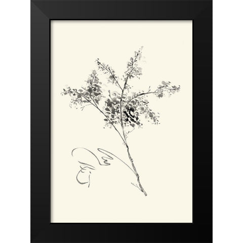 Ink Wash Floral VII - Forsythia Black Modern Wood Framed Art Print by Rae, Nan