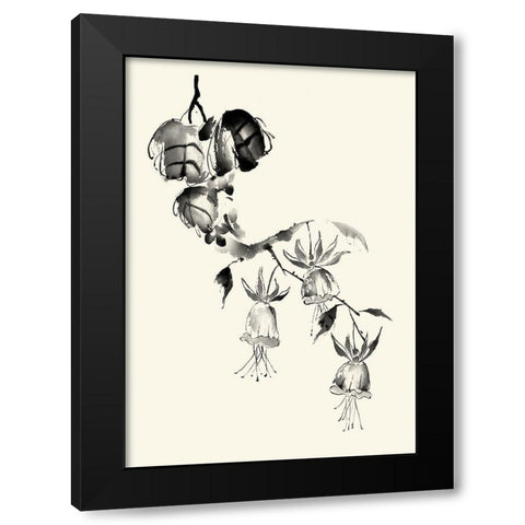 Ink Wash Floral VIII - Fuchsia Black Modern Wood Framed Art Print by Rae, Nan