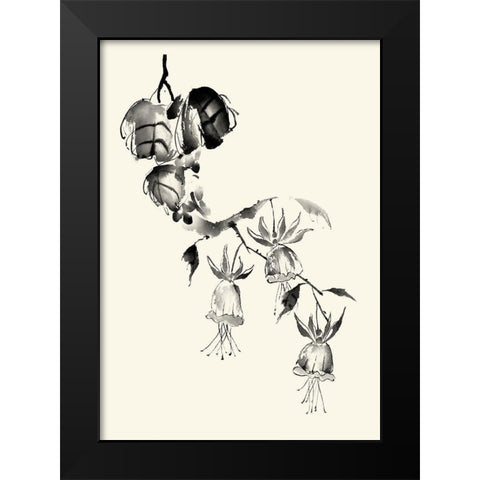 Ink Wash Floral VIII - Fuchsia Black Modern Wood Framed Art Print by Rae, Nan