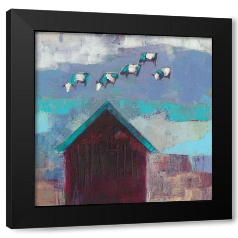 Cow Cloud Barn Black Modern Wood Framed Art Print by Jachimiec, Sue