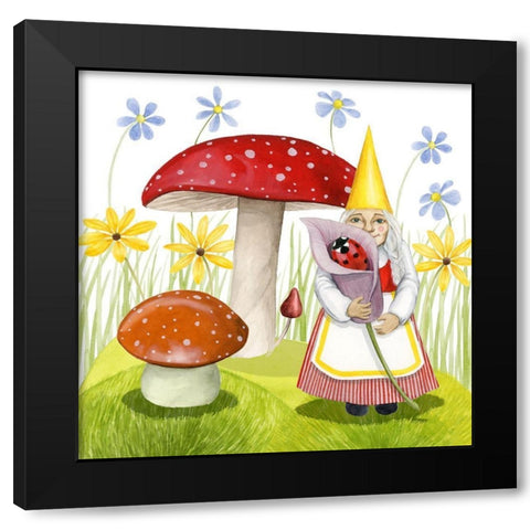 Gnome Neighbors II Black Modern Wood Framed Art Print by Popp, Grace