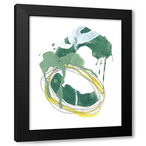 Green Discus I Black Modern Wood Framed Art Print by Vess, June Erica
