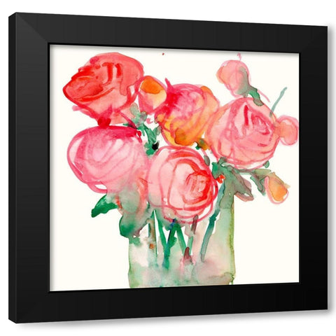 Cottage Roses I Black Modern Wood Framed Art Print with Double Matting by Dixon, Samuel