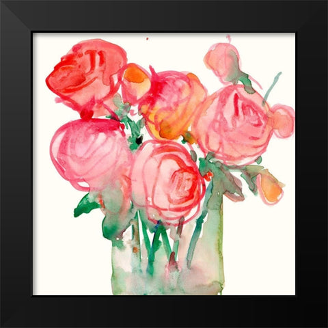 Cottage Roses I Black Modern Wood Framed Art Print by Dixon, Samuel
