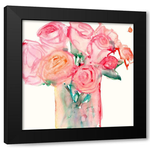 Cottage Roses II Black Modern Wood Framed Art Print with Double Matting by Dixon, Samuel