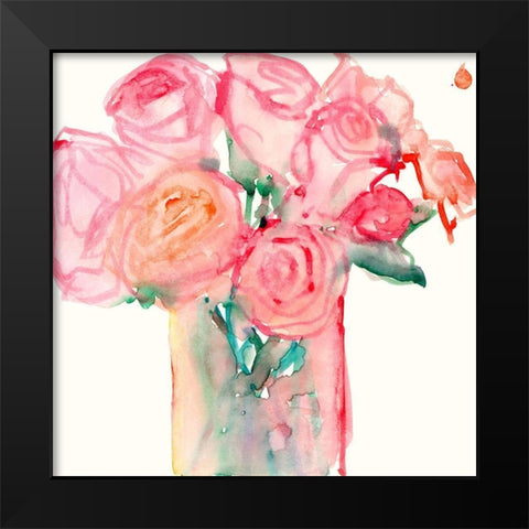 Cottage Roses II Black Modern Wood Framed Art Print by Dixon, Samuel