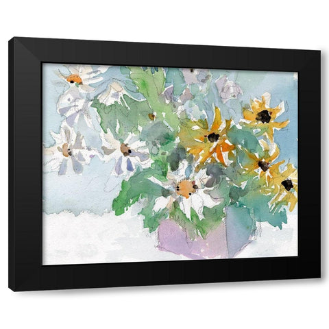 Daisies and Black Eyed Susans I Black Modern Wood Framed Art Print with Double Matting by Dixon, Samuel